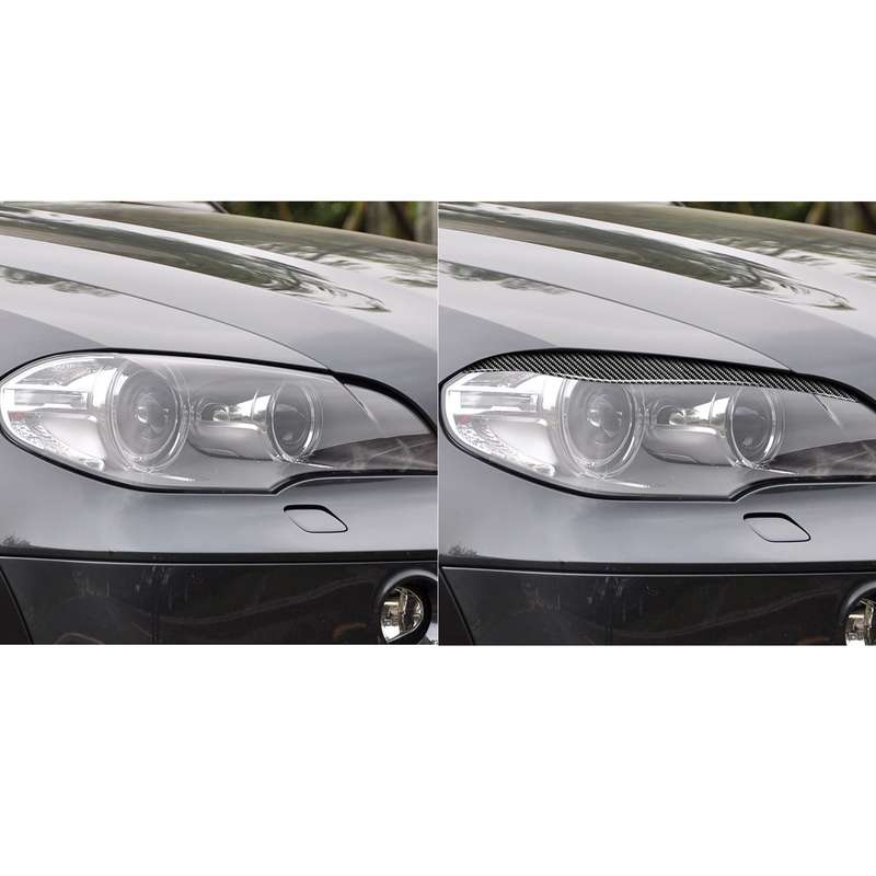 2 PCS / Set Carbon Fiber Car Lamp Eyebrow Decorative Sticker for BMW X5/E70 2010-2012, Drop Glue Ver