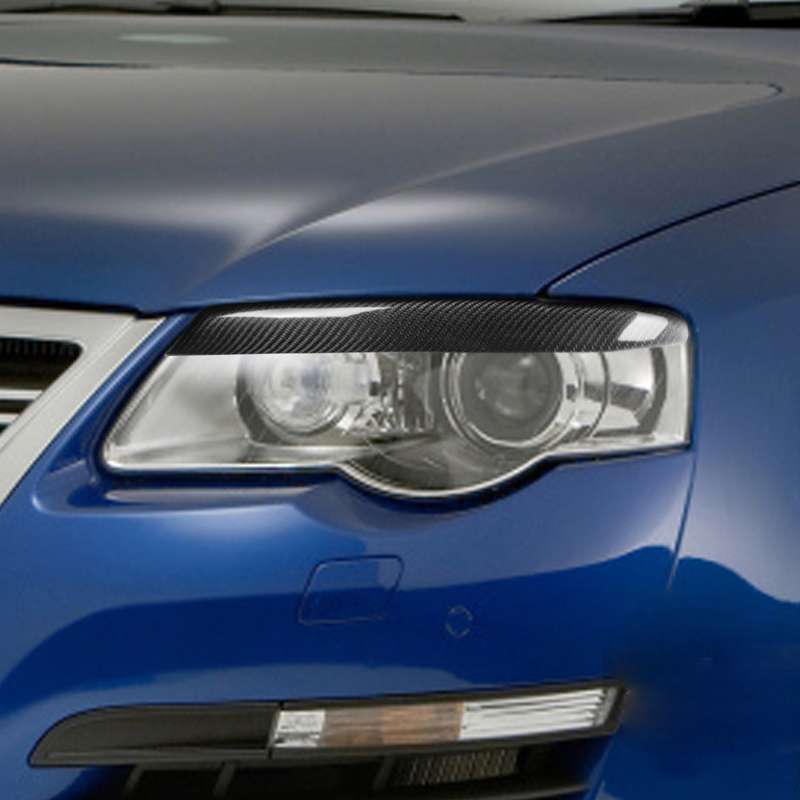 2 PCS / Set Carbon Fiber Car Lamp Eyebrow Decorative Sticker for Volkswagen Passat B6 3C 2005-2010,