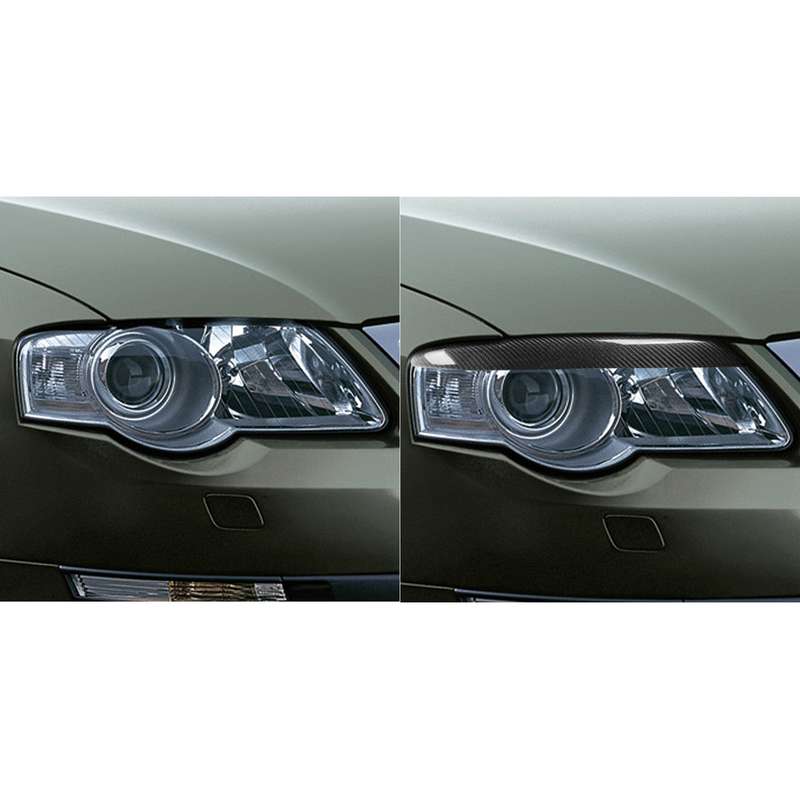 2 PCS / Set Carbon Fiber Car Lamp Eyebrow Decorative Sticker for Volkswagen Passat B6 3C 2005-2010,