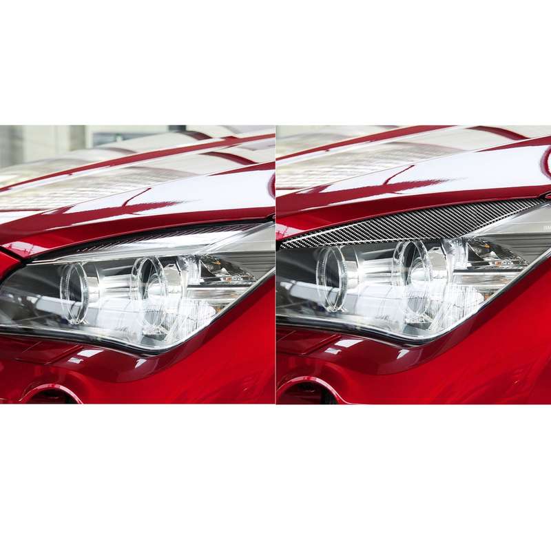 2 PCS / Set Carbon Fiber Car Lamp Eyebrow Decorative Sticker for BMW X1/E84 2009-2014, Drop Glue Ver