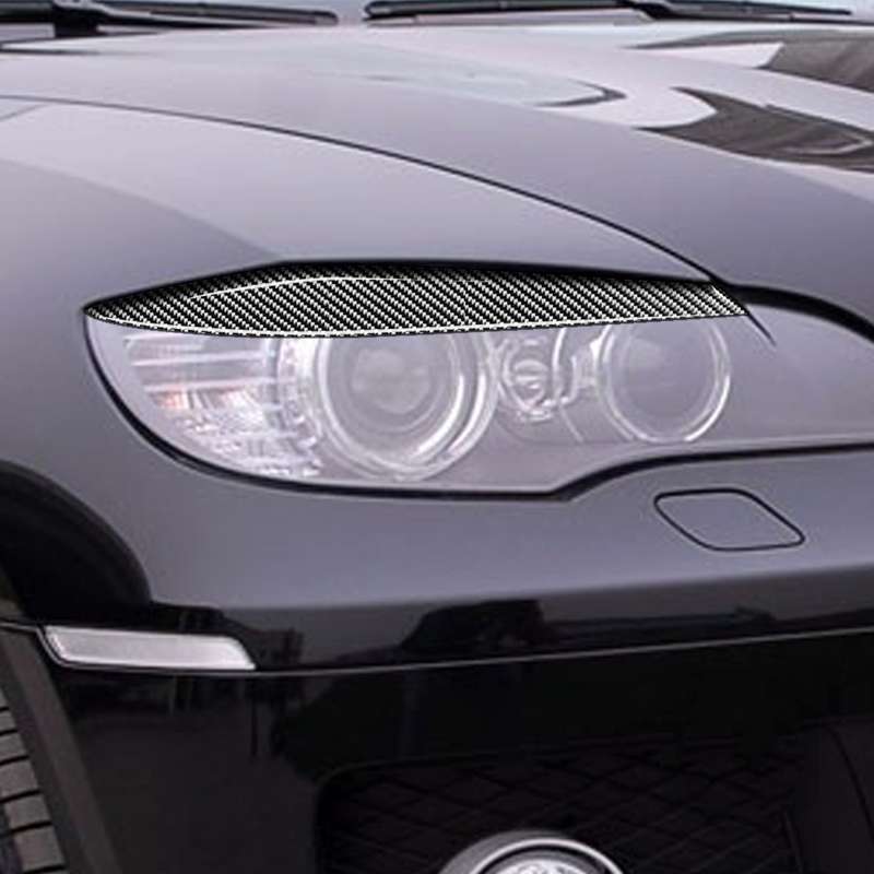 2 PCS / Set Carbon Fiber Car Lamp Eyebrow Decorative Sticker for BMW E71/X6 2008-2014, Drop Glue Ver