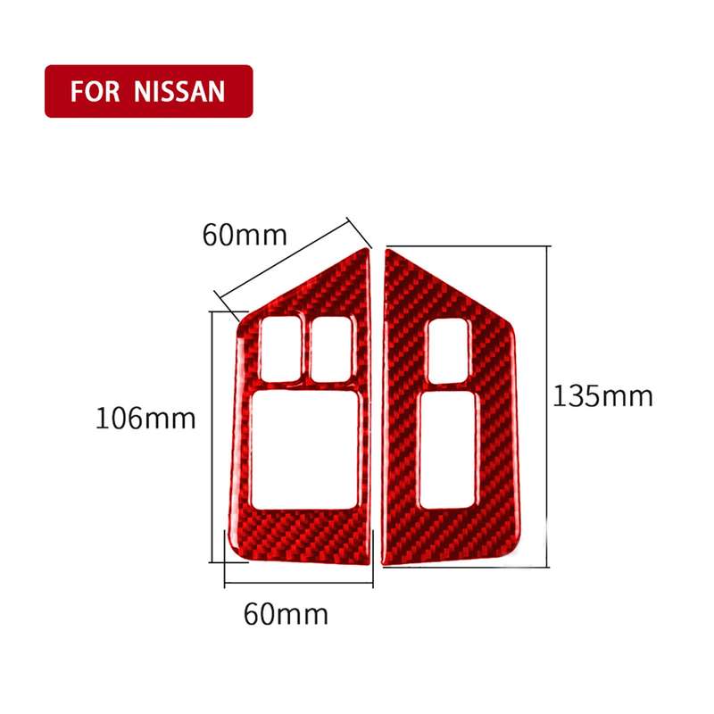 2 PCS / Set Carbon Fiber Car Window Lift Defogger Button Decorative Sticker for Nissan GTR R35 2008-