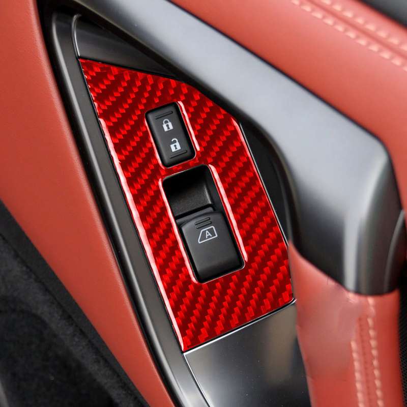 2 PCS / Set Carbon Fiber Car Window Lift Defogger Button Decorative Sticker for Nissan GTR R35 2008-