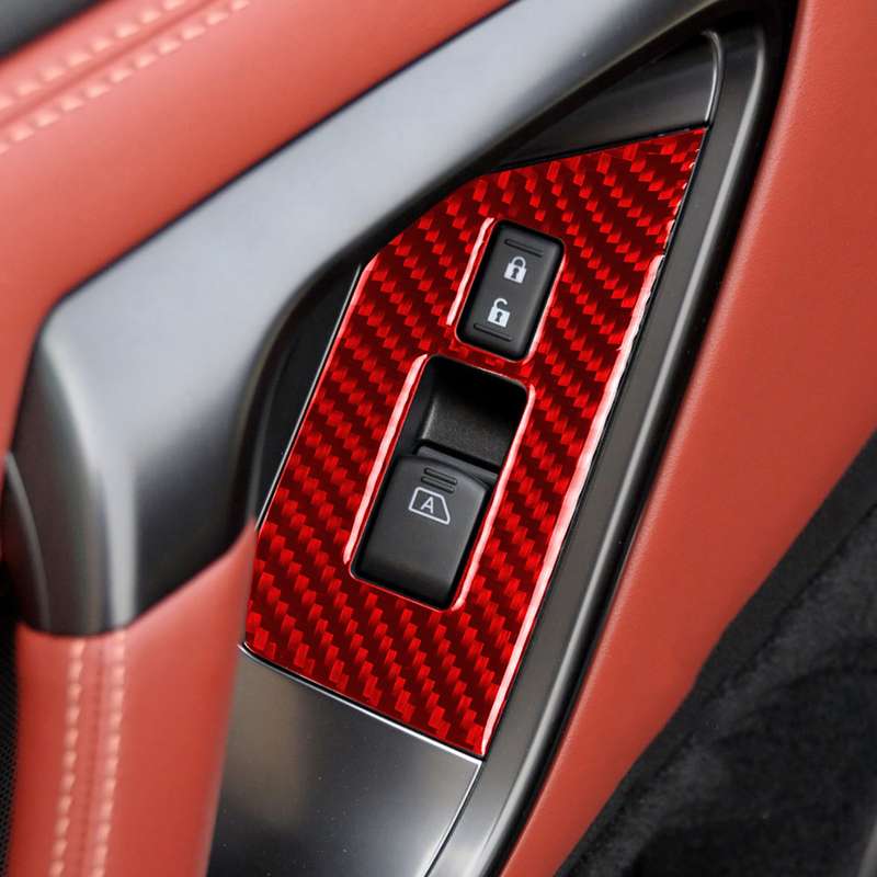 2 PCS / Set Carbon Fiber Car Window Lift Defogger Button Decorative Sticker for Nissan GTR R35 2008-