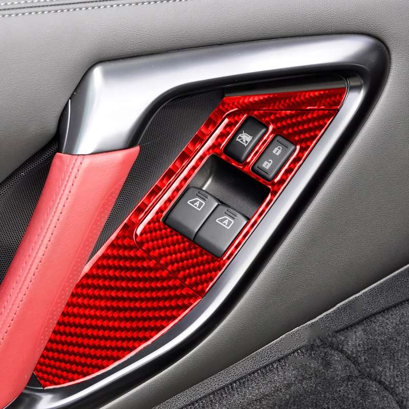 4 PCS / Set Carbon Fiber Car Window Lift Buttons Panel Sticker for Nissan GTR R35 2008-2016, Left Dr