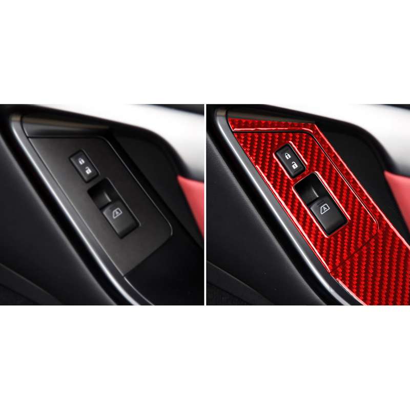 4 PCS / Set Carbon Fiber Car Window Lift Buttons Panel Sticker for Nissan GTR R35 2008-2016, Left Dr
