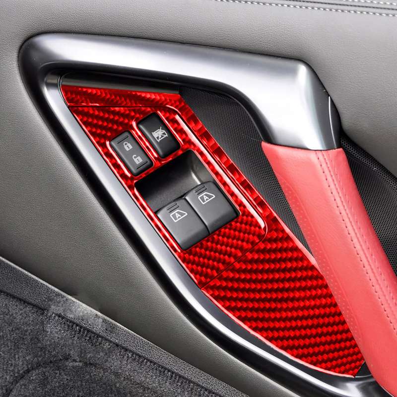 4 PCS / Set Carbon Fiber Car Window Lift Buttons Panel Sticker for Nissan GTR R35 2008-2016, Right D