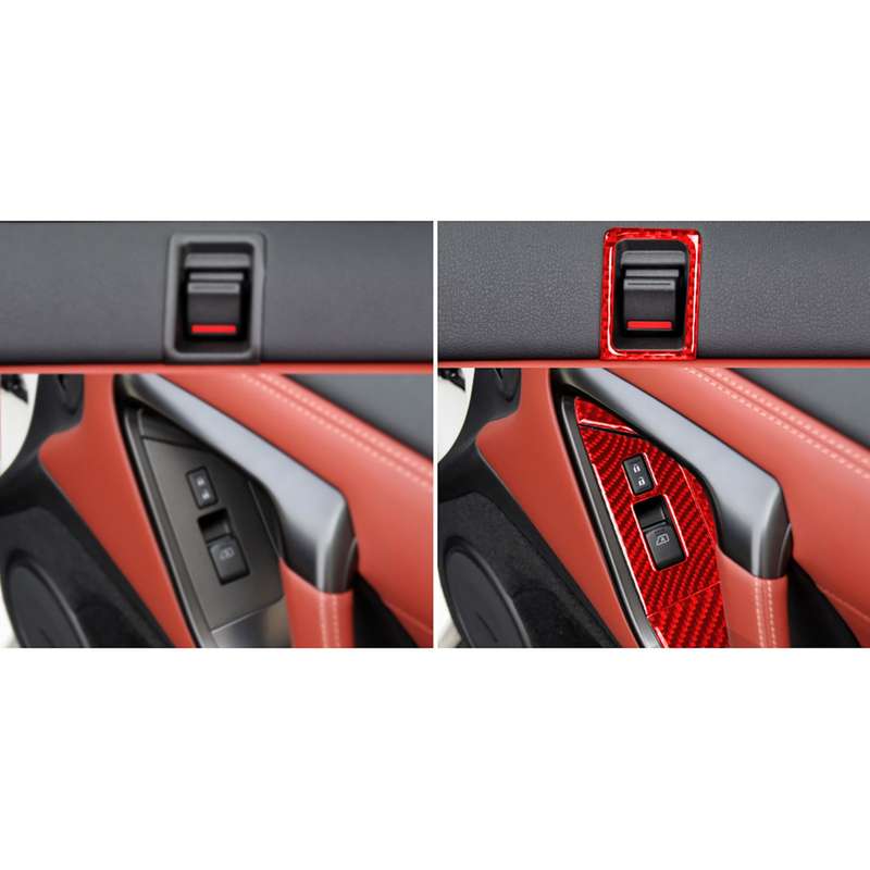 6 PCS / Set Carbon Fiber Car Window Lift Button Door Lock Decorative Sticker for Nissan GTR R35 2008