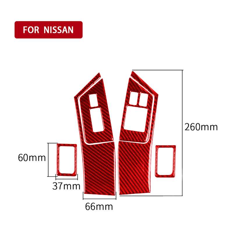 6 PCS / Set Carbon Fiber Car Window Lift Button Door Lock Decorative Sticker for Nissan GTR R35 2008