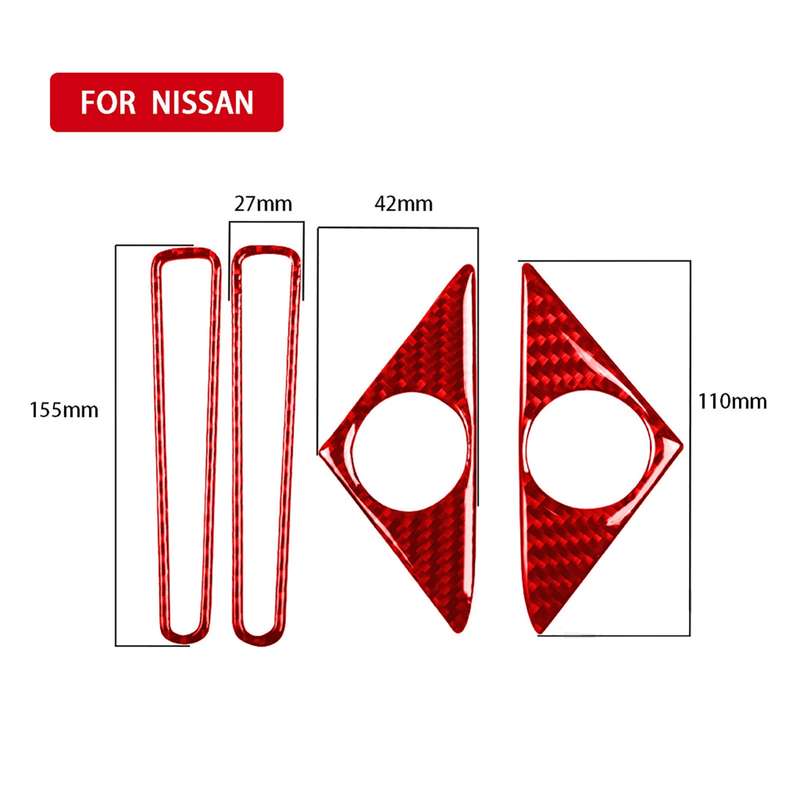4 PCS / Set Carbon Fiber Car Door Horn + Window Air Outlet Decorative Sticker for Nissan GTR R35 200
