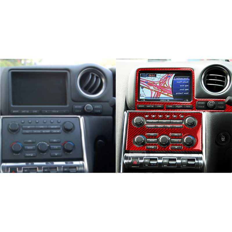 2 PCS / Set Carbon Fiber Car Navigation Instrument Decorative Sticker for Nissan GTR R35 2008-2016,