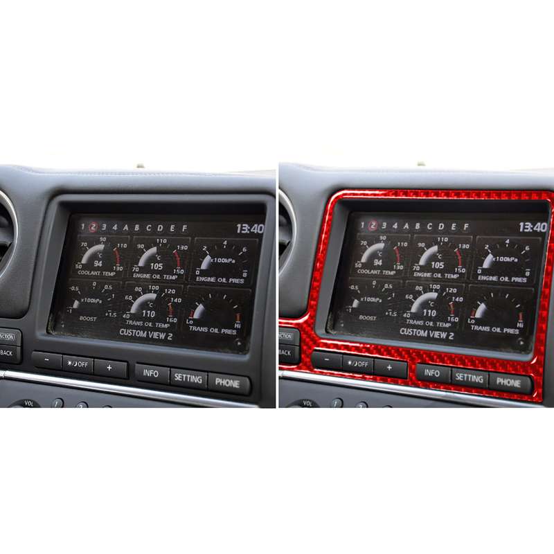 Carbon Fiber Car Navigation Display Frame Decorative Sticker for Nissan GTR R35 2008-2016, Left Driv