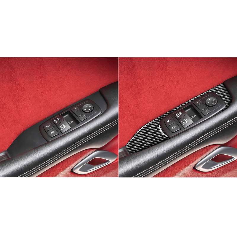 Carbon Fiber Car Window Lift Panel Decorative Sticker for Dodge Challenger 2015 to Now, Left Driving
