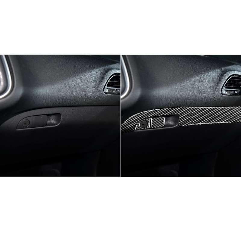 Carbon Fiber Car Co-pilot Storage Box Set Decorative Sticker for Dodge Challenger 2015 to Now, Left