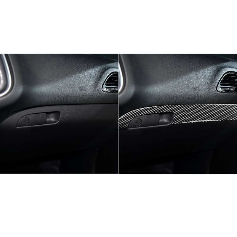 Carbon Fiber Car Co-pilot Storage Bar Decorative Sticker for Dodge Challenger 2015 to Now, Left Driv