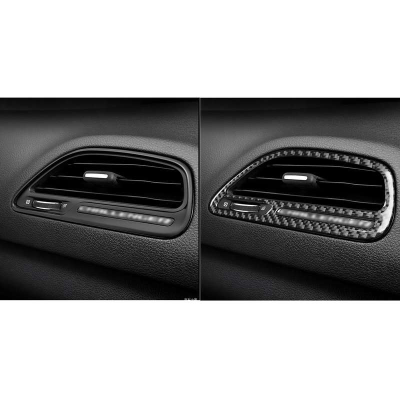 Carbon Fiber Car Instrument Left Right Air Outlet Decorative Sticker for Dodge Challenger 2015 to No