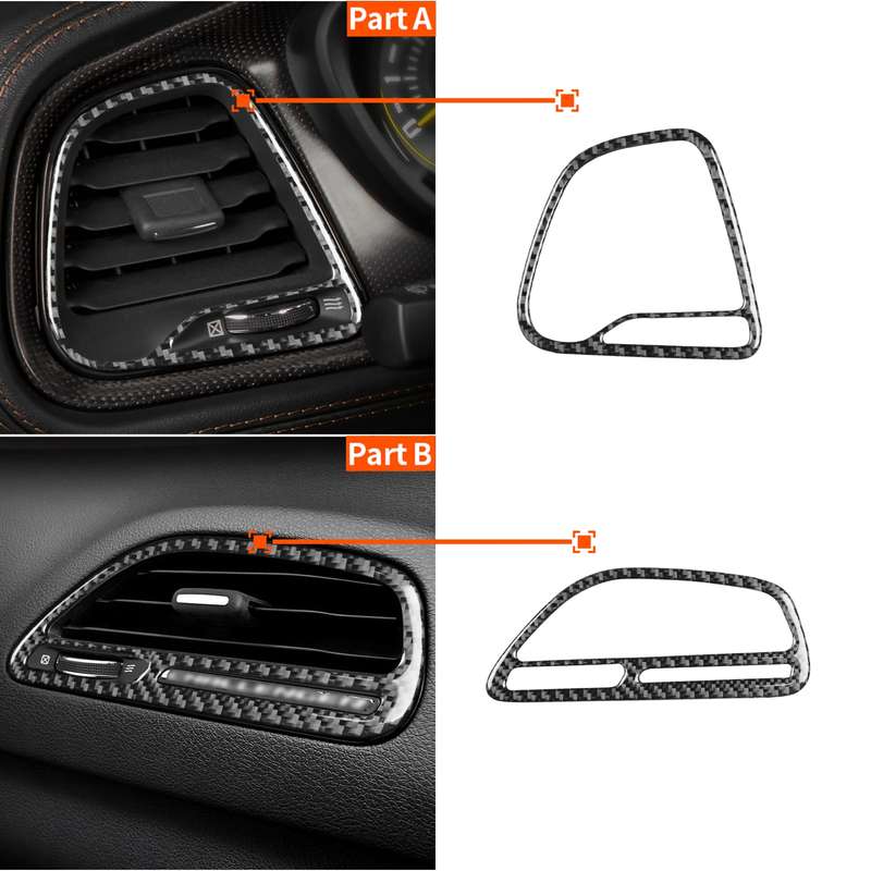 Carbon Fiber Car Instrument Left Right Air Outlet Decorative Sticker for Dodge Challenger 2015 to No