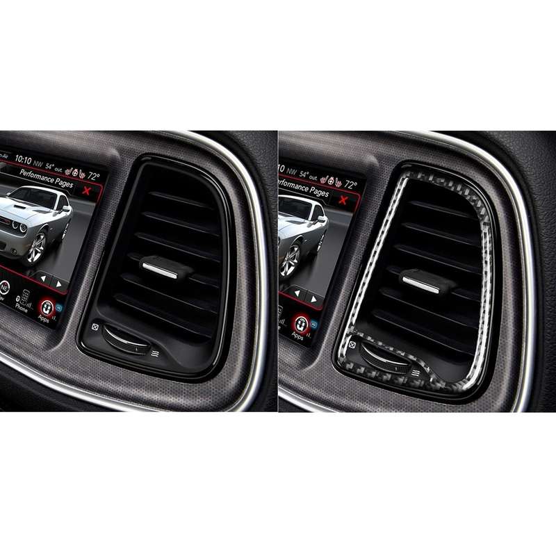 Carbon Fiber Car Instrument Middle Air Outlet Decorative Sticker for Dodge Challenger 2015 to Now, L
