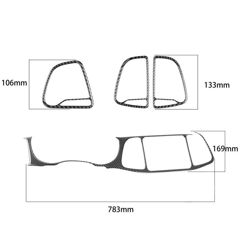 4 PCS / Set Carbon Fiber Car Central Control Instrument Set Decorative Sticker for Dodge Challenger