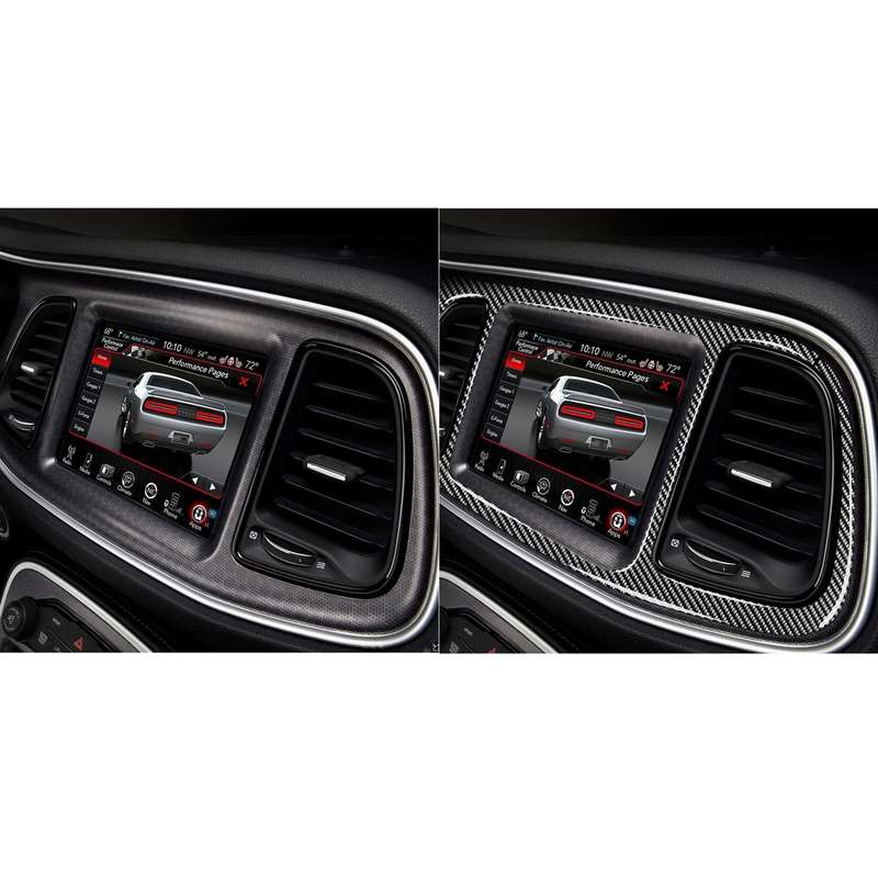 4 PCS / Set Carbon Fiber Car Central Control Instrument Set Decorative Sticker for Dodge Challenger