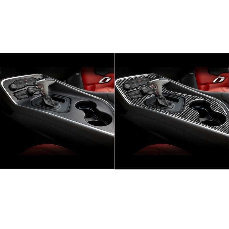 Carbon Fiber Car Central Control Gear Frame Decorative Sticker for Dodge Challenger 2015 to Now, Lef