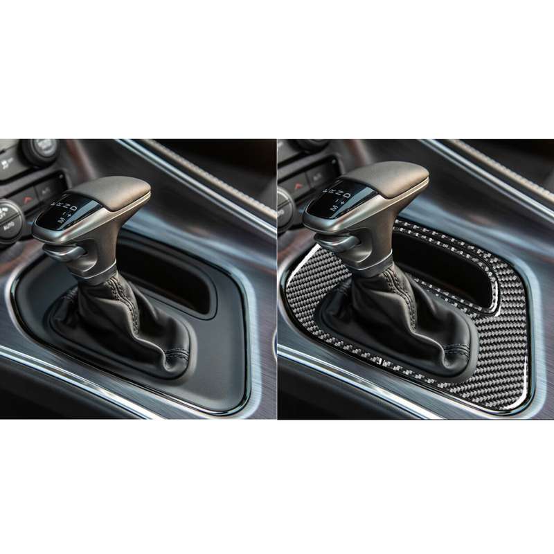 2 PCS / Set Carbon Fiber Car Gear Storage Box Decorative Sticker for Dodge Challenger 2015 to Now, L