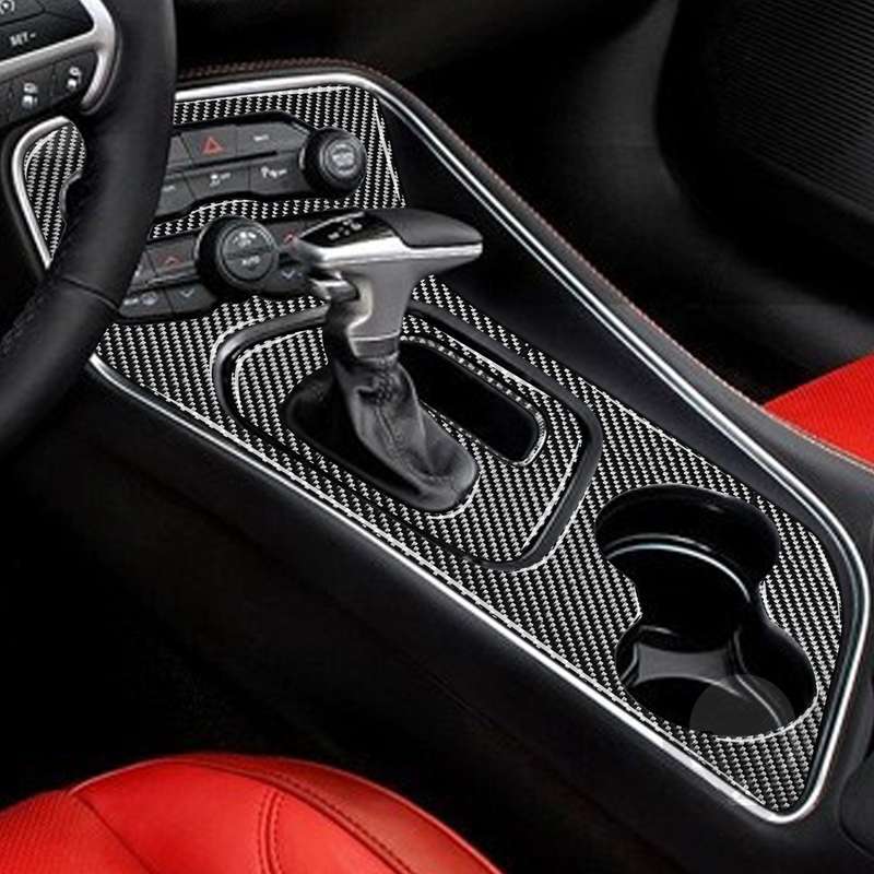 3 PCS / Set Carbon Fiber Car Central Control Gear Decorative Sticker for Dodge Challenger 2015 to No
