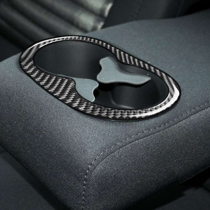 Carbon Fiber Car Rear Handrail Cup Holder Decorative Sticker for Dodge Challenger 2015 to Now, Left