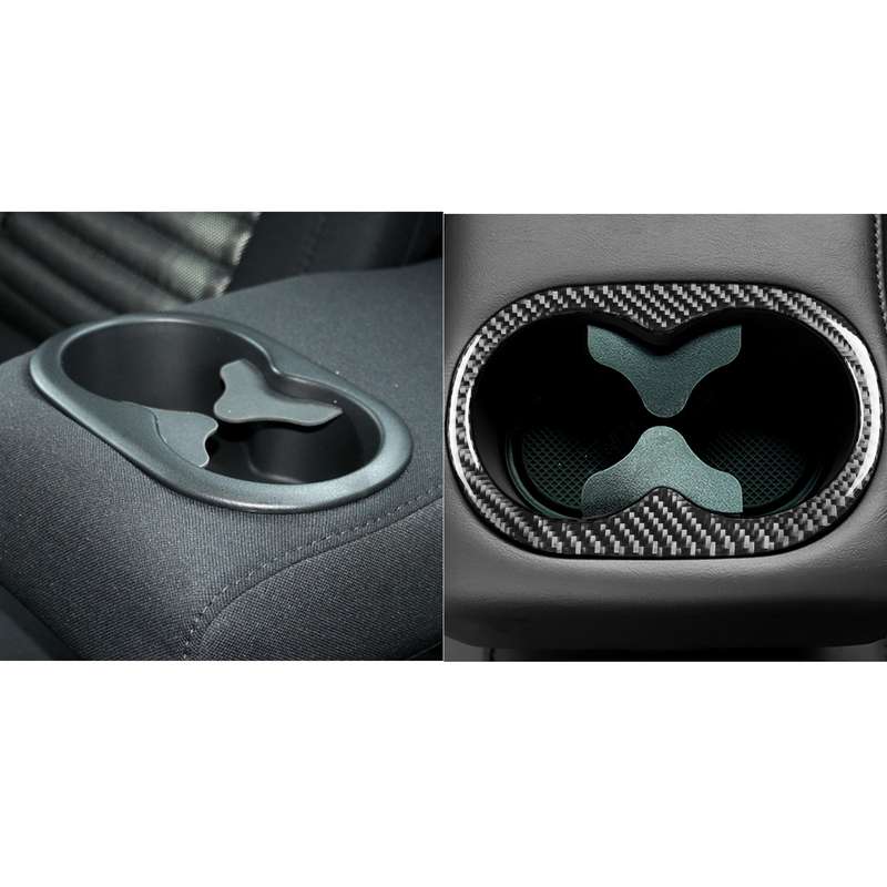 Carbon Fiber Car Rear Handrail Cup Holder Decorative Sticker for Dodge Challenger 2015 to Now, Left
