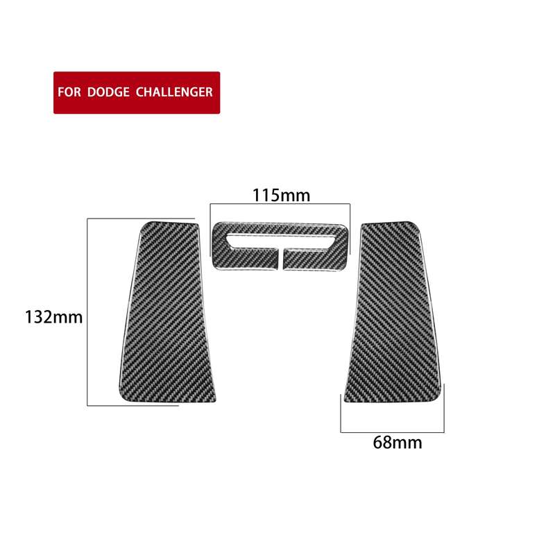 3 PCS / Set Carbon Fiber Car Seat Belt Panel Decorative Sticker for Dodge Challenger 2015 to Now, Le