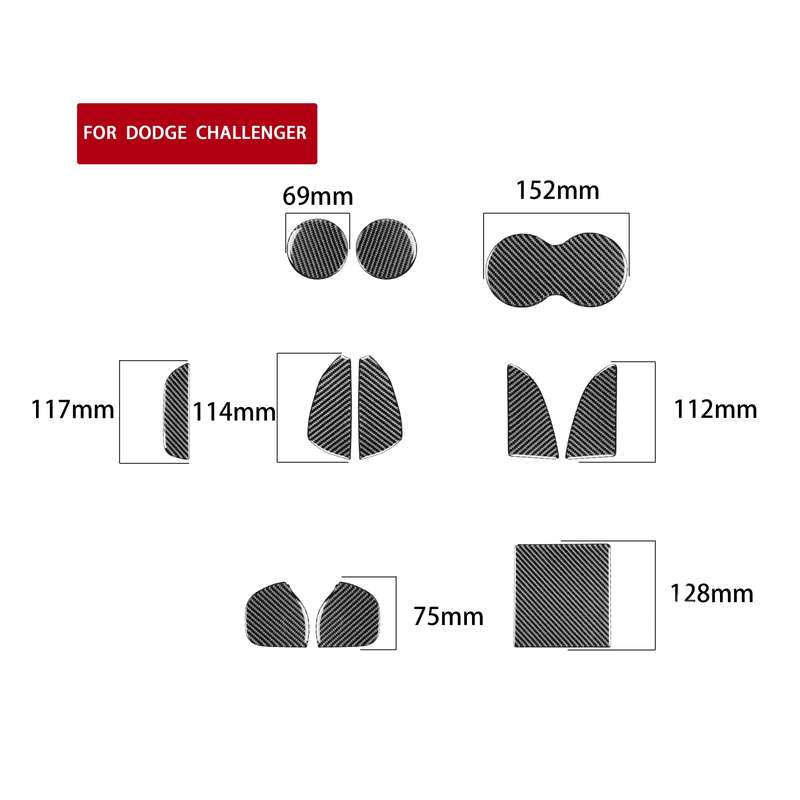 11 PCS / Set Carbon Fiber Car Door Slot Pad Decorative Sticker for Dodge Challenger 2015 to Now, Lef