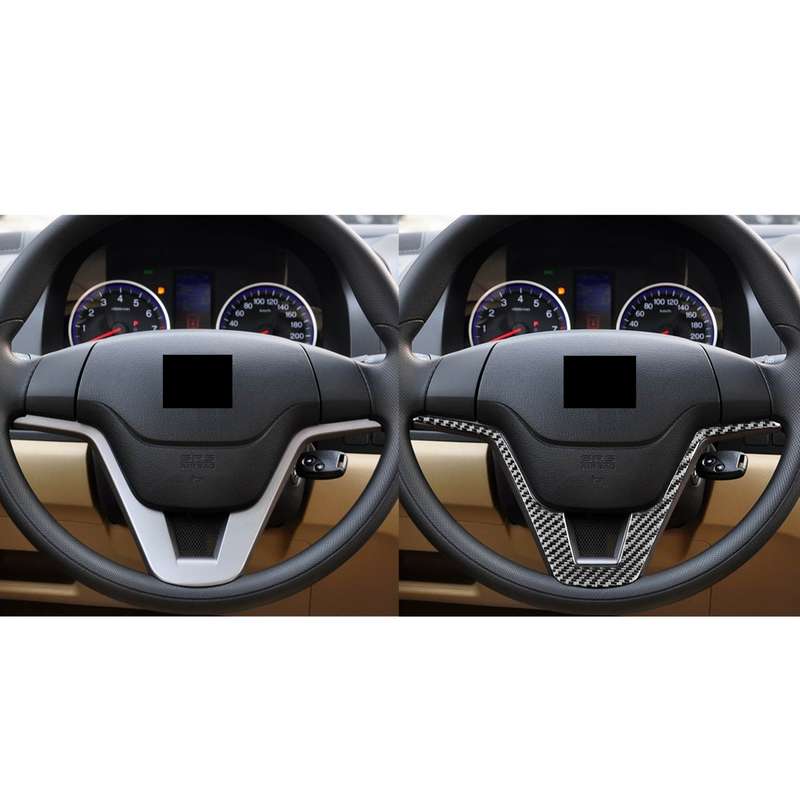 Carbon Fiber Car Steering Wheel Decorative Sticker for Honda CRV 2007-2011,Left and Right Drive Univ