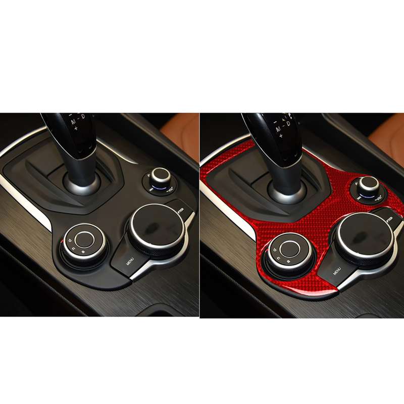 Carbon Fiber Car Gear Panel Decorative Sticker for Alfa Romeo Giulia 2017-2019,Left and Right Drive