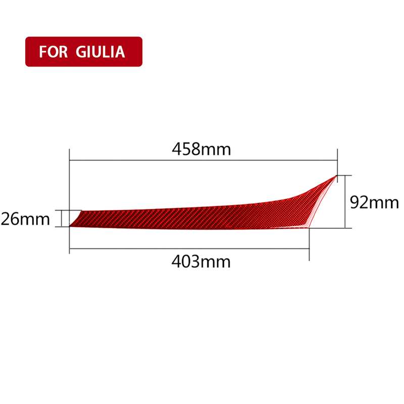 Carbon Fiber Car Dashboard Strip Decorative Sticker for Alfa Romeo Giulia 2017-2019,Right Drive (Red