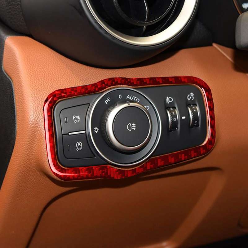 Carbon Fiber Car Headlight Switch Panel Decorative Sticker for Alfa Romeo Giulia 2017-2019,Left Driv