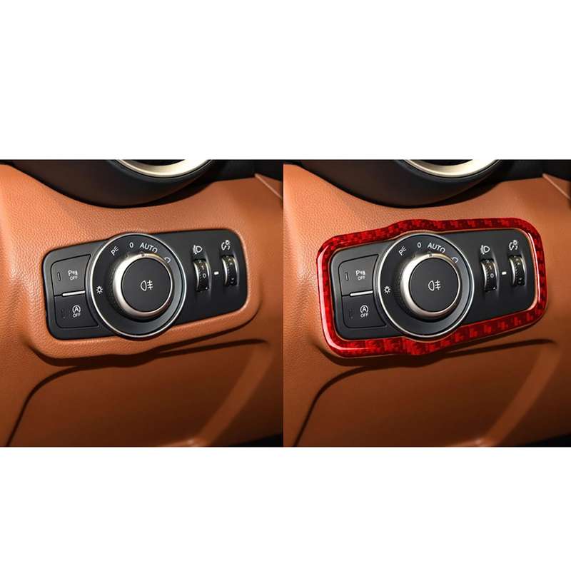 Carbon Fiber Car Headlight Switch Panel Decorative Sticker for Alfa Romeo Giulia 2017-2019,Left Driv