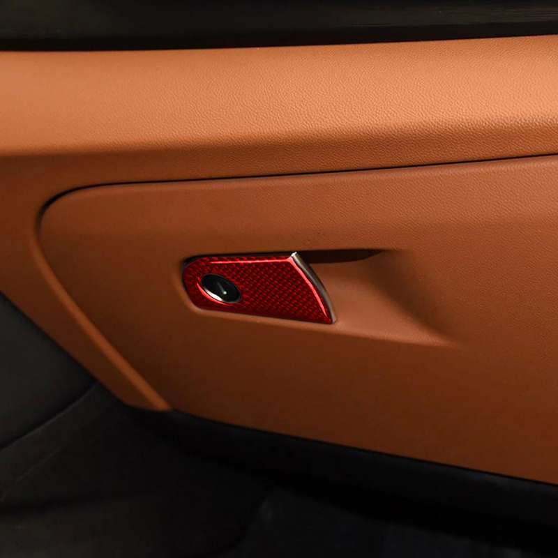 Carbon Fiber Car Co-pilot Storage Decorative Sticker for Alfa Romeo Giulia 2017-2019,Left Drive (Red