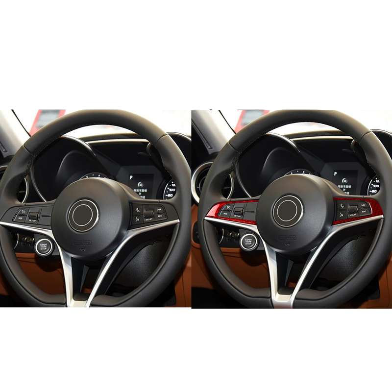 2 PCS / Set Carbon Fiber Car Steering Wheel Button Panel Decorative Sticker for Alfa Romeo Giulia 20