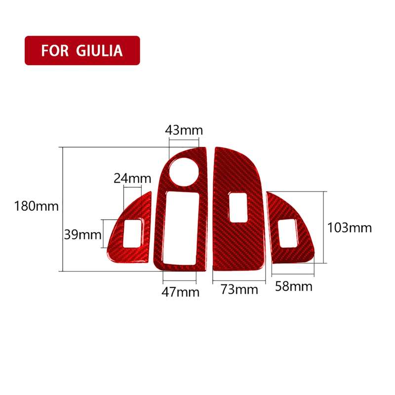 4 PCS / Set Carbon Fiber Car Window Button Panel Decorative Sticker for Alfa Romeo Giulia 2017-2019,