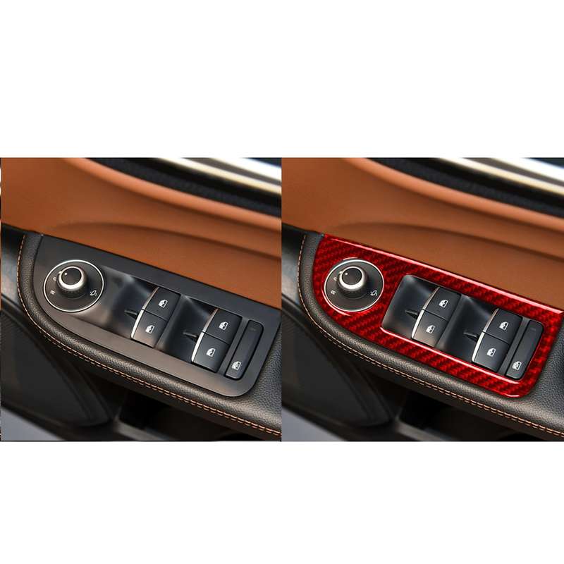 4 PCS / Set Carbon Fiber Car Window Button Panel Decorative Sticker for Alfa Romeo Giulia 2017-2019,