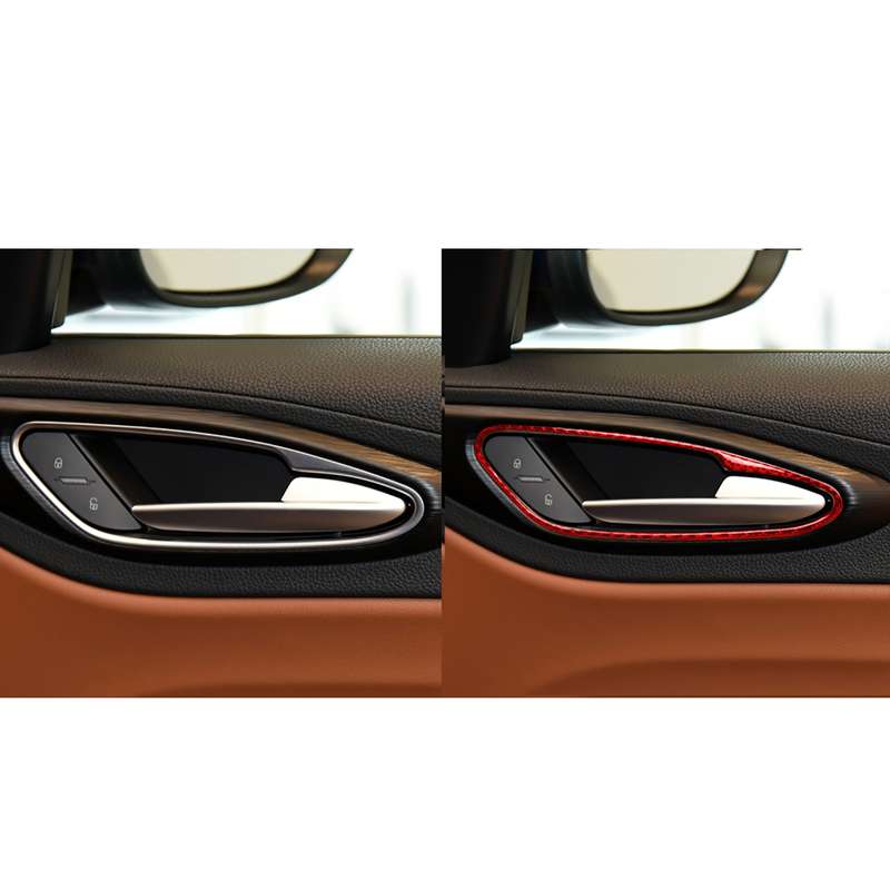 4 PCS / Set Carbon Fiber Car Inner Door Handle Frame Decorative Sticker for Alfa Romeo Giulia 2017-2