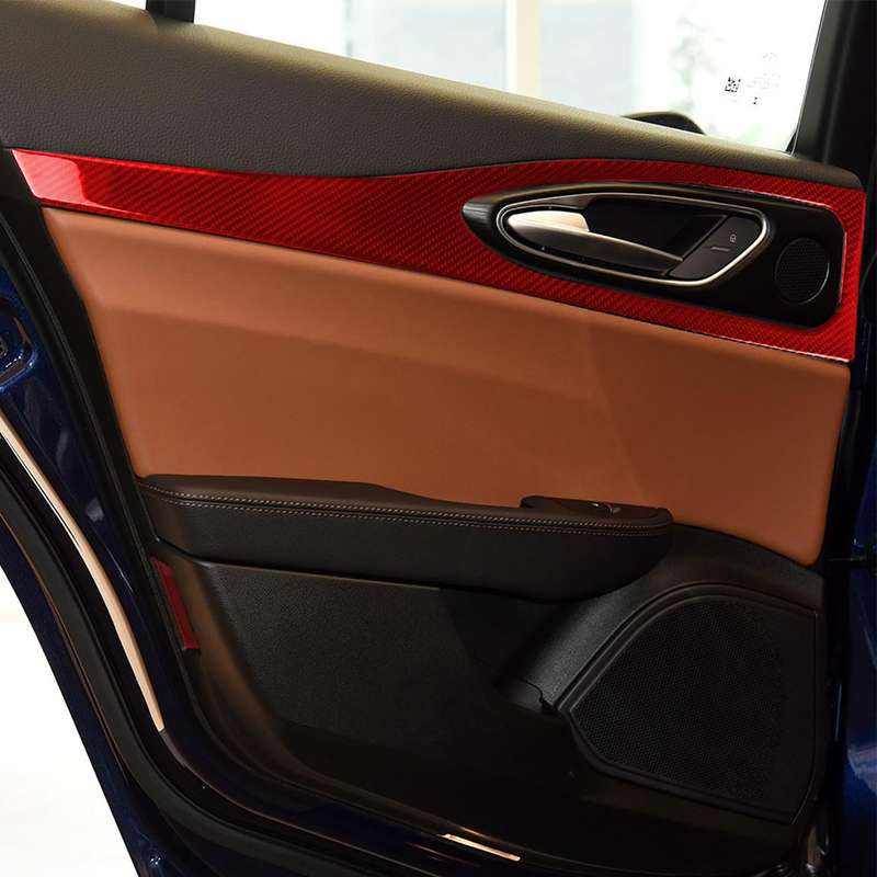 4 PCS / Set Carbon Fiber Car Door Panel Decorative Sticker for Alfa Romeo Giulia 2017-2019,Left and