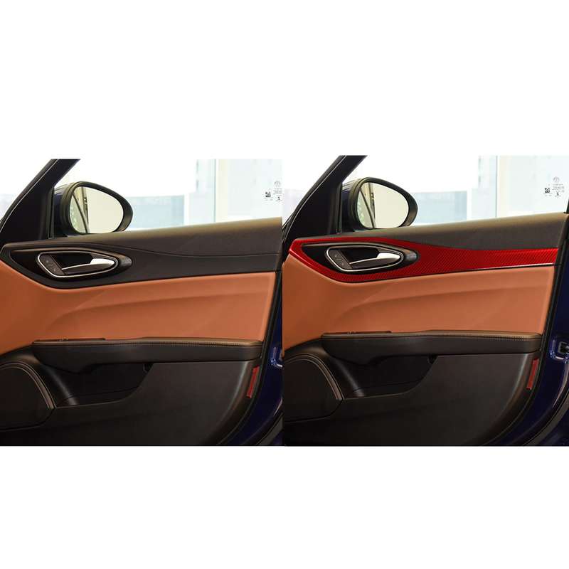 4 PCS / Set Carbon Fiber Car Door Panel Decorative Sticker for Alfa Romeo Giulia 2017-2019,Left and