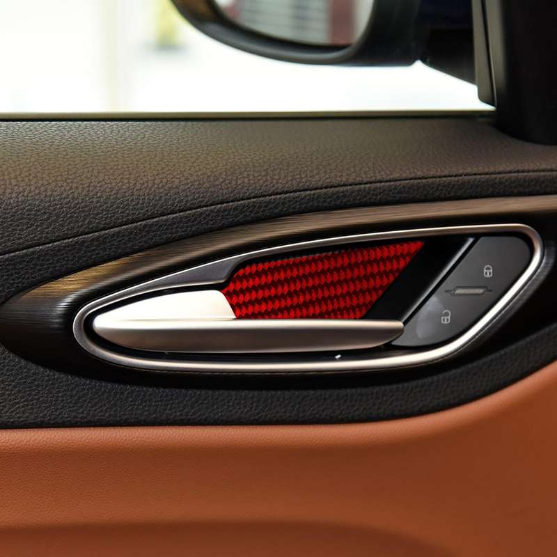 4 PCS / Set Carbon Fiber Car Inner Door Bowl Decorative Sticker for Alfa Romeo Giulia 2017-2019,Left