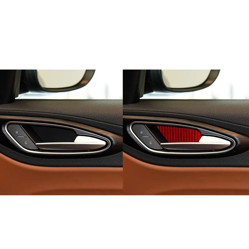 4 PCS / Set Carbon Fiber Car Inner Door Bowl Decorative Sticker for Alfa Romeo Giulia 2017-2019,Left