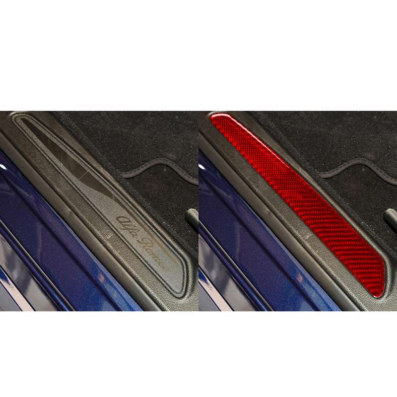 2 PCS / Set Carbon Fiber Car Welcome Pedal Decorative Sticker for Alfa Romeo Giulia 2017-2019,Left a