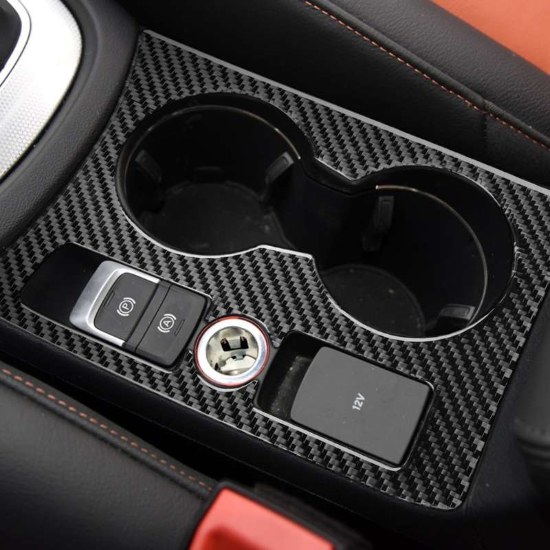 Carbon Fiber Car Water Cup Panel Decorative Sticker for Audi Q3 2013-2018,Left Drive