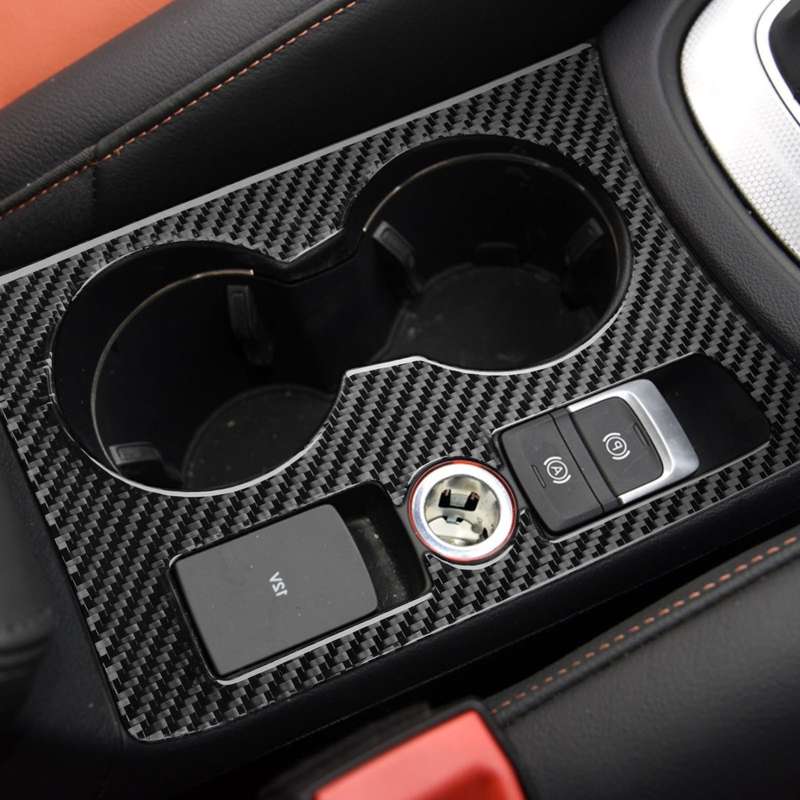 Carbon Fiber Car Water Cup Panel Decorative Sticker for Audi Q3 2013-2018,Right Drive