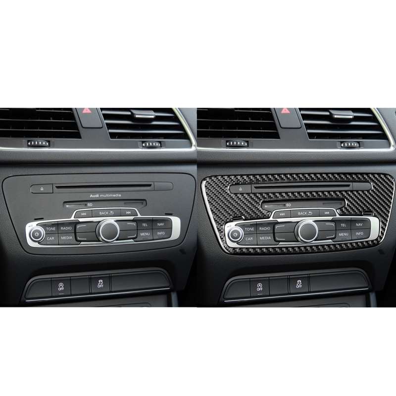 Carbon Fiber Car Central Control CD Panel Decorative Sticker for Audi Q3 2013-2018,Left and Right Dr