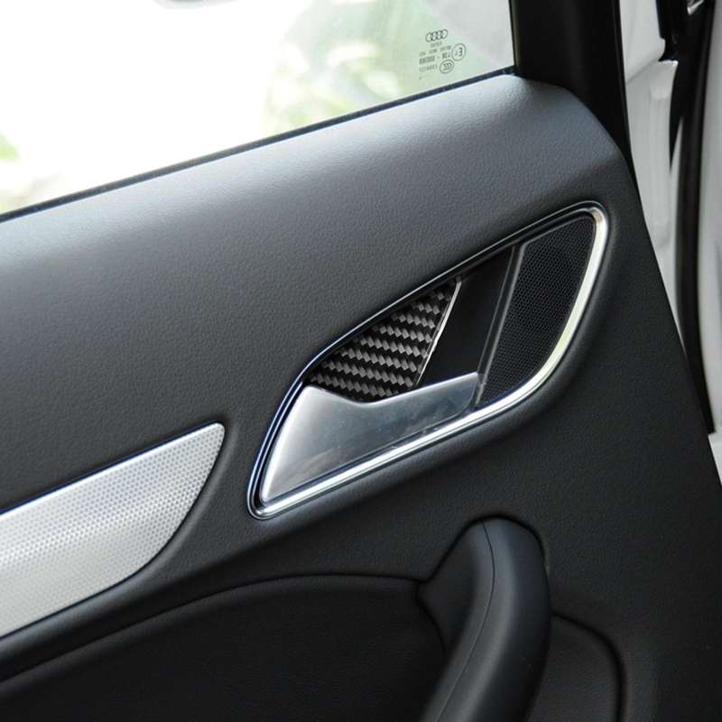 4 PCS / Set Carbon Fiber Car Inner Door Bowl Decorative Sticker for Audi Q3 2013-2018,Left and Right